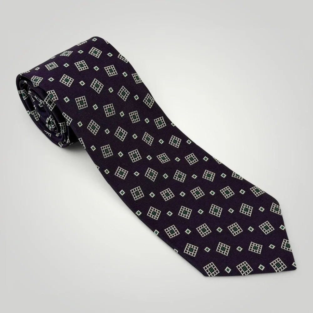 Lauren Ralph Lauren Silk Tie Purple Geometric USA Made Classic Mens OS